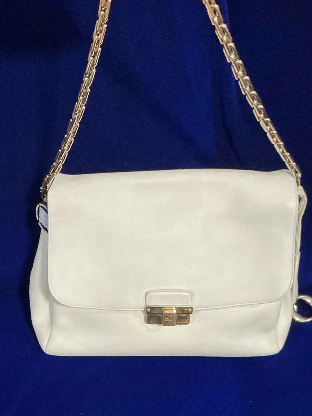 Christian Dior Diorling Chain Shoulder Bag Cream Calfskin Leather Women - Picture 2 of 11